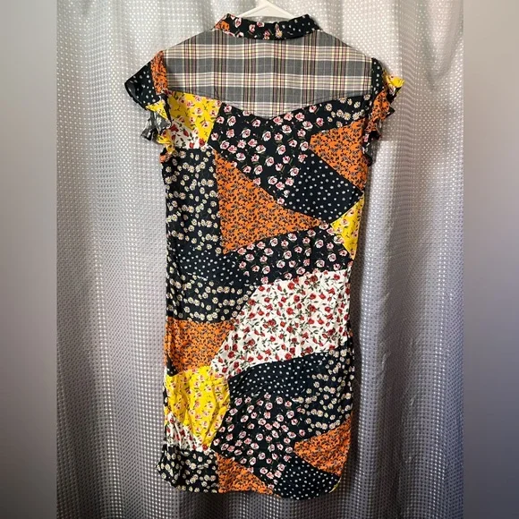 Patchwork Print Western Boho Collared Rodeo Dress Women’s Small NWT - Picture 4 of 4